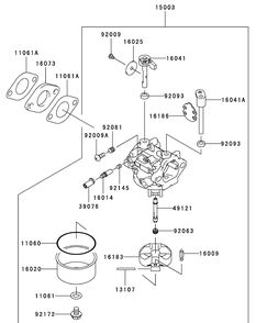 Fj180v-As08 Carburetor Diagram and Parts List for 56A443TH (750-XP)(2008 & Before) Cub Cadet Lawn Mower